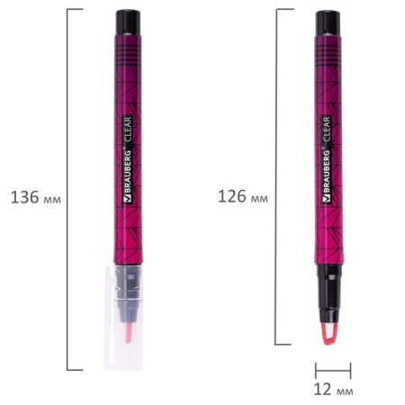 The set of textuals with a transparent tip 4 colors, Brauberg "Clear", line 1-5 mm 152426-11