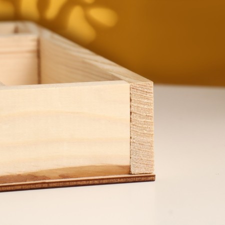 Kashpo wooden "zigzag" 5 compartments 25x25x4 cm natural-2