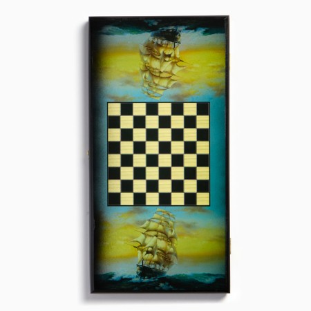 Wooden backgammon large, board game "Sea", 50 x 50 cm-5