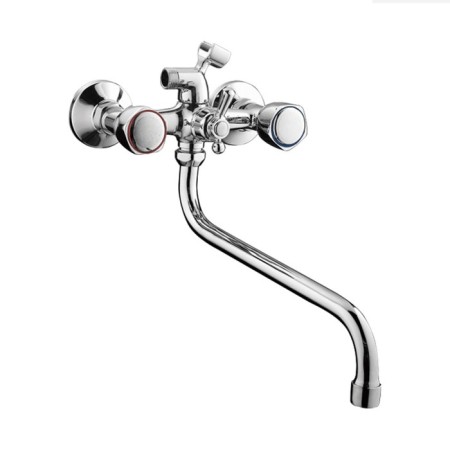 Fashun A2209 bath mixer, two -wound, pour 330 mm, with a shower set, chrome