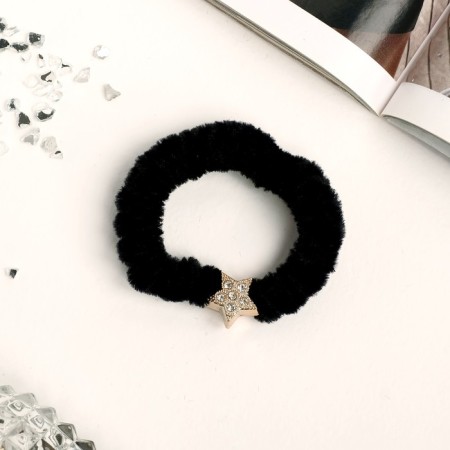 Hair gum "Brilliant fairy tale" velvet star, 7 cm, black-1