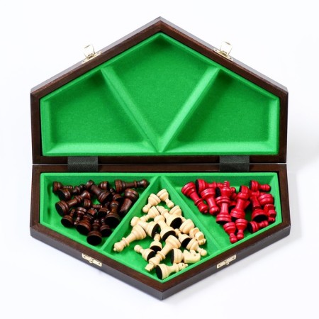 Chess Polish wooden large Madon, with three players, 35 x 35 cm, King H-6 cm-7