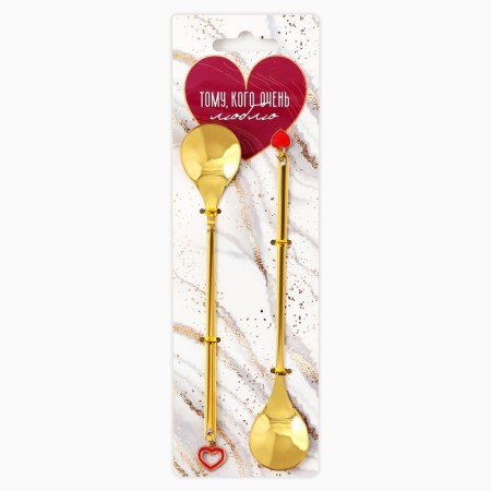 Tablespoons with suspensions “to the one I love very”, 2 pcs., 3 x 15 cm.-2