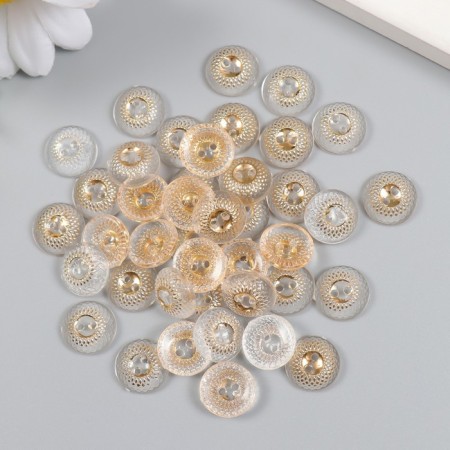 Buttons plastic for creativity 2 punctures "Illusion" gold set 40 pcs 1.2x1.2 cm-2