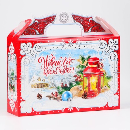Gift New Year box 26 x 23 x 7 cm with handle-1