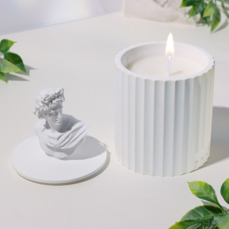 Candle in concrete Aromatic "Apollo", sage and sea salt, 13x7 cm, soy wax, 160 g-1