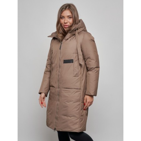Coat insulated winter female, size 50, brown color-8