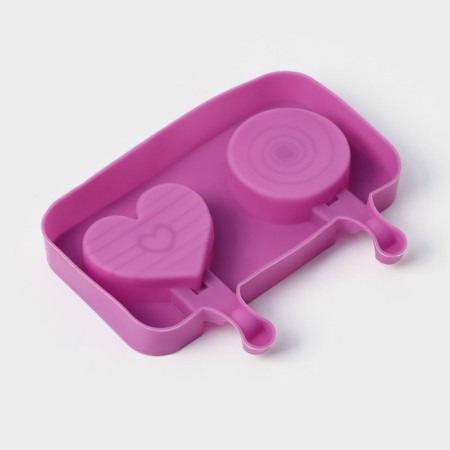 Ice Cream Form “Love”, silicone, 19.5 × 11 × 2.5 cm, 2 cells, with a lid and sticks (50 pcs), Mix color-7