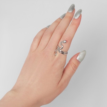 Ring "Snake" spiral, the color is silver, dimensionless-1