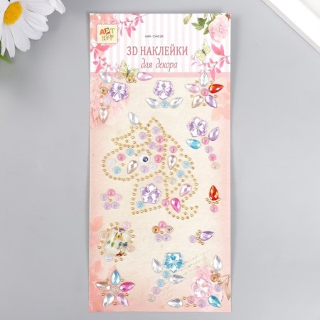 Sticker of rhinestones plastic "Unicorn" MIX 19x9 cm-2