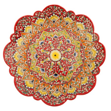 Largan Rishtan ceramics "Flowers", 40 cm, red mix, corrugated-4