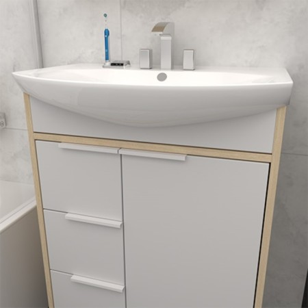 Flora Tumba 60-3, with a cupid sink, sonoma color, 30 x 58 x 82-1