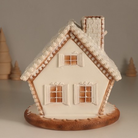 Souvenir Polystone Light "Gingerbread House with Patterns, with birds" 16.5x16x17 cm-3
