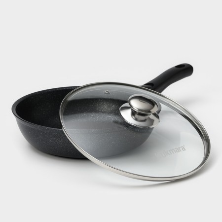 A set of kitchen utensils “Marble No. 3”, 6 objects, a lid, a removable handle, anti -stick coating, color dark marble-2