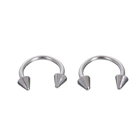 Circular in an eyebrow (piercing), spike, d = 10 mm, pair, silver color (indivisible packing 12 pairs, price per pair)-1