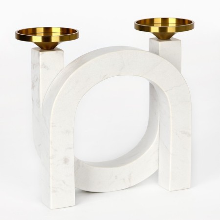 Brass Brass, marble "Camellia" 19 x 18 x 8 cm-4