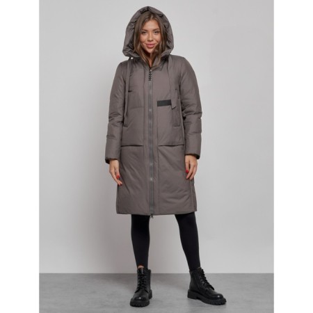 Coat insulated winter female, size 50, dark gray color-4