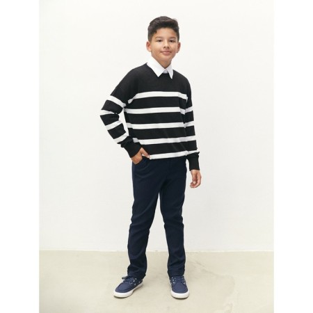 Sweater Knitted Baby Amarobaby Strip, Height 128 cm, Black Color-12