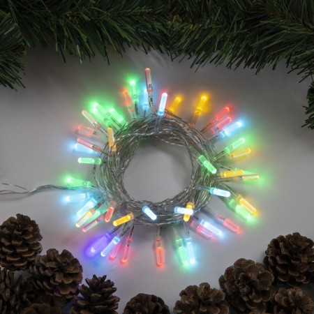 Garland “thread” 5 m with nozzles “crystal”, ip20, transparent thread, 50 LED, glow of multi, 8 modes, 220 V