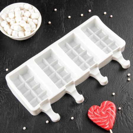 Form for ice cream "Waffle Horn", silicone, 25.6 × 14.5 cm, 4 cells (9.2 × 4.8 cm), MIX color-6
