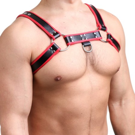 BDSM Podsm Oki, male, on the chest, eco-leather, red kant-2