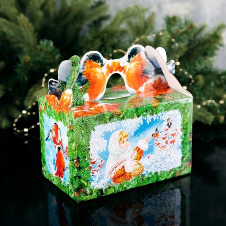 Gift Box "Bullfiery feeder", with a window, 20.5 x 12.3 x 22 cm