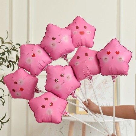 Foil ball 10 "Star Smile", pink, mix-1