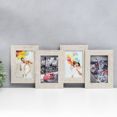 Photo frame plastic in 4 photos 10x15 cm "White Bezh" 21.5x51.5x2 cm