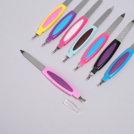 Metal peel-trimmer for nails, rubberized pen, 14 cm, color mix-1