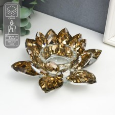 Подсвечник стекло на 1 свечу "Лотос оливковый" 5х13,5х13,5 см