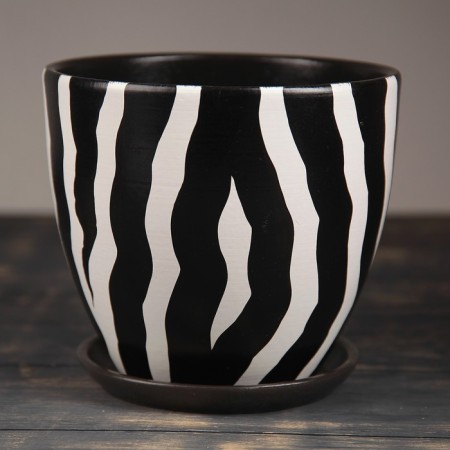 Flower pot "Zebra" No. 2 High oval, 0.5 l