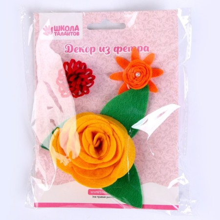 Set for creativity: Decor made of felt and a set of beads "Flower pleasure"-4