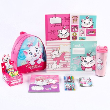 Gift set in a backpack for girls, 10 items, cats aristocrats-1
