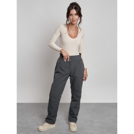 Warmed female trousers, size 42, gray color-1