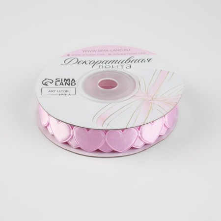 Figure tape "Hearts", 16 mm, 9 ± 0.5 m, pink color-1