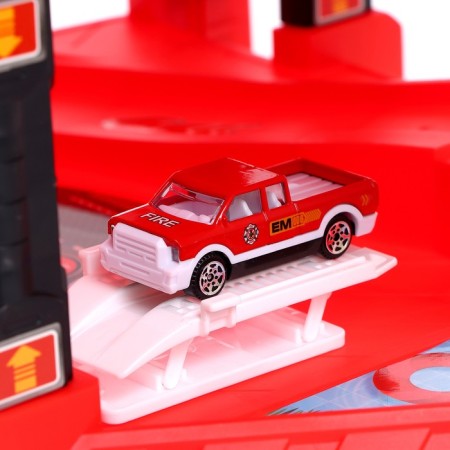 Parking "Fire Station", light, sound, elevator, with metal machines and helicopter-10