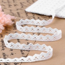 Knitted lace, 14 mm × 15 ± 1 m, fluid-white color