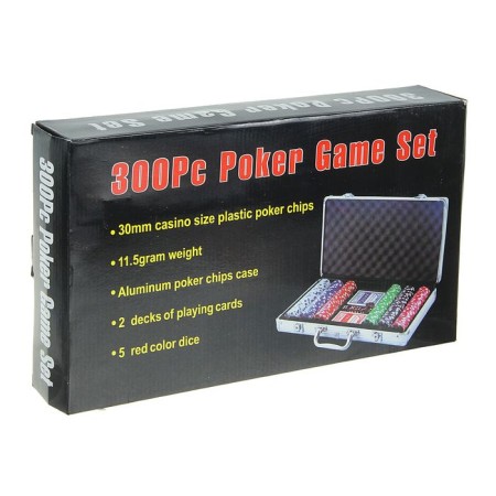 Poker in a metal case (2 decks, chips 300 pcs C/denomination, 5 cubes), 21 x 39.5 cm-3