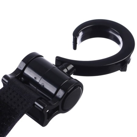 Hook for bags on a stroller, plastic, rotates 360 °, Velcro, black color-3