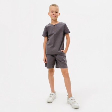 Set for a boy (shirt, shorts) minku: Cotton Collection color gray, height 134