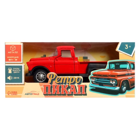 Retro pickup machine, metallic, inertia, doors, light and sound effects, 1:32, red red and sound effects open-5