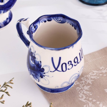 Mug "Morning Morning", 0.3 l, 11x12 cm, gzhel, porcelain-4