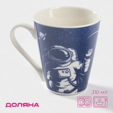 Porcelain share mug “Go!”, 310 ml, the color is blue and white