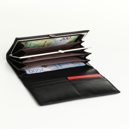 Women's wallet on magnets, black color-3