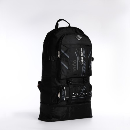 A backpack on a zipper with an increase, 65l, 4 outer pockets, black color-3