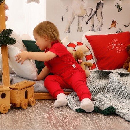 New Year. Children's pants Minaku "Winter", red color, height 86-92 cm-4