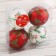 Set of balls plastic D-8 cm, 4 pcs "spruce branches" red white
