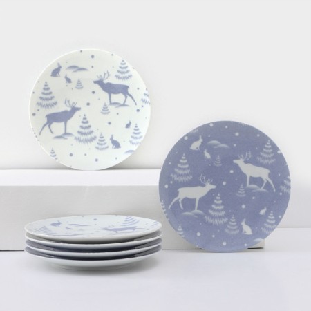 A set of porcelain plates "Winter Forest", 6 objects, d = 20 cm, mix