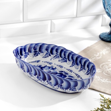 Saladnik "Wave", 9 × 24 × 5 cm, gzhel-9