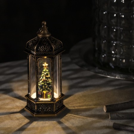 LED figure "Christmas tree in the rotunda" 6.3 × 14 × 6.3 cm, plastic, sparkles, batteries AG13x3, glow warm white